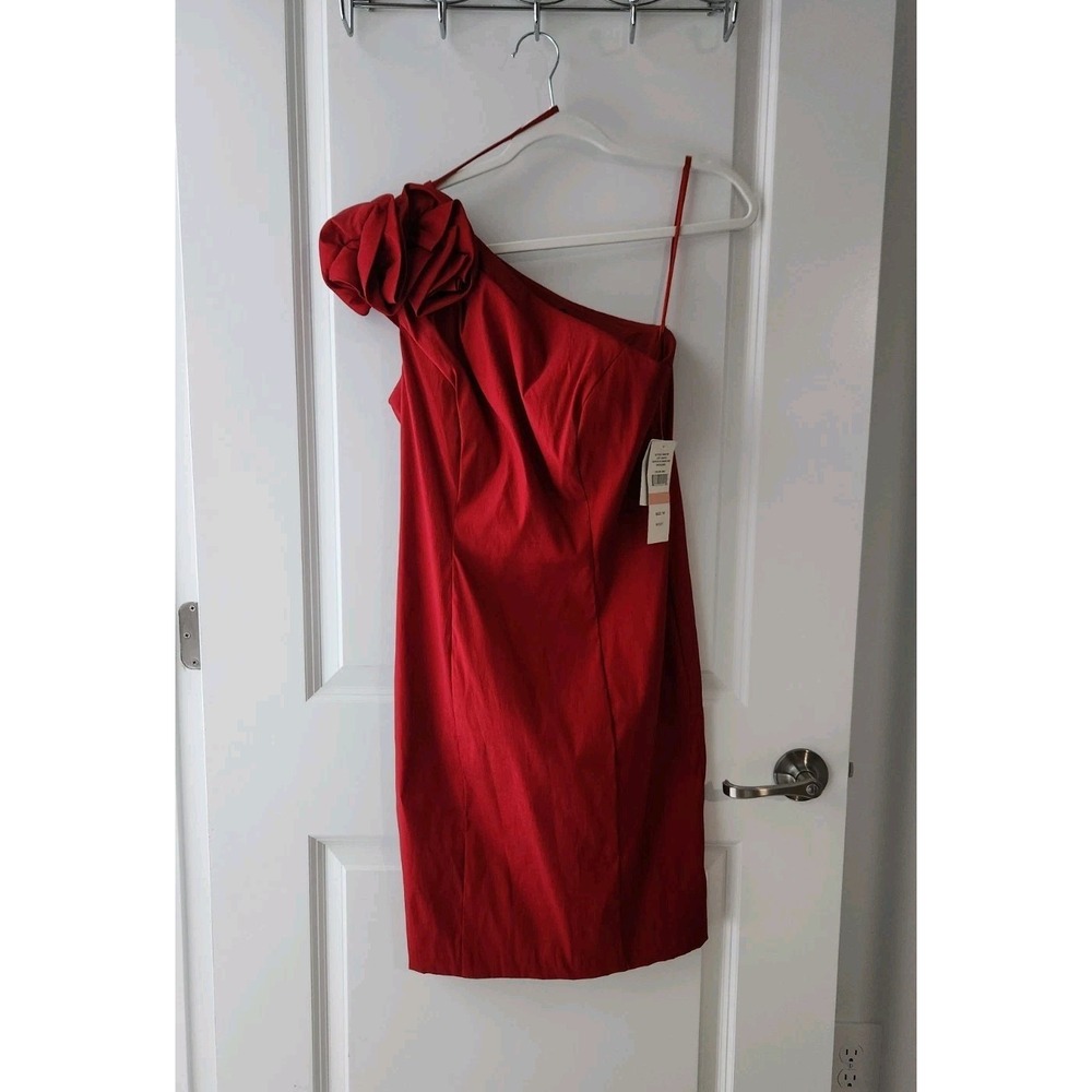 S.L Fashions Women's Taffeta Flower One Shoulder Party Dress Red Size‎ 10